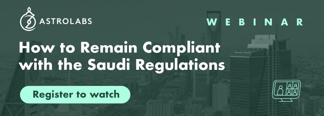Riyadh landscape behind the title of the webinar How to remain compliant with the Saudi regulations